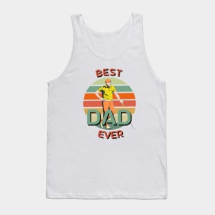 Best Dad Ever Golfing Dad Retro Sunset Tank Top